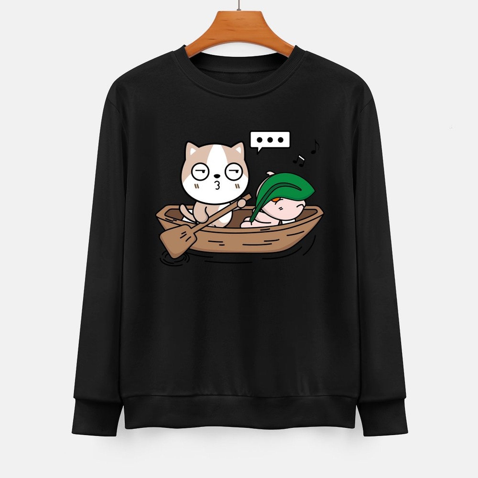 Front Patterned Long Sleeve TopCrewneck SoftTouch